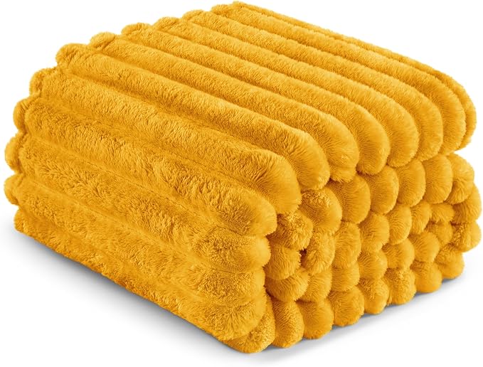 Exclusivo Mezcla King Size Flannel Fleece Blanket, Super Soft Striped Jacquard - Image 6