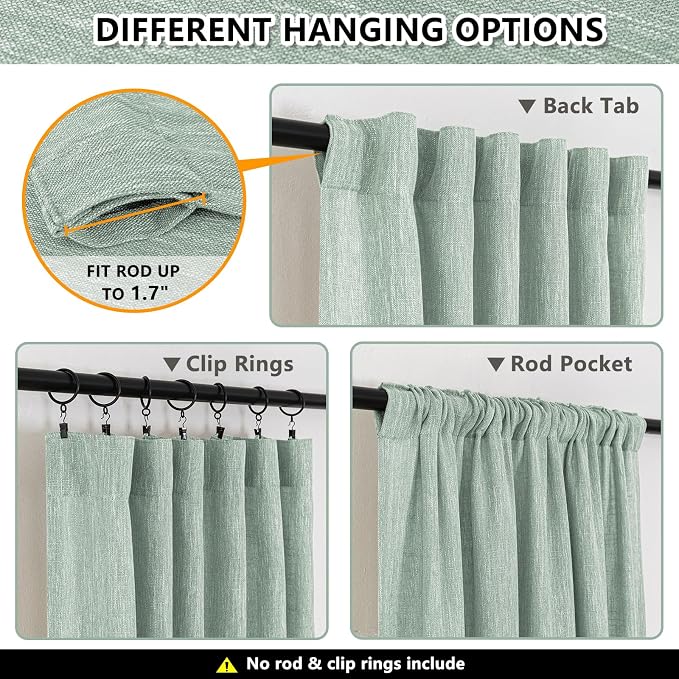 MYSKY HOME 95 Inch Curtains Farmhouse Light Filtering Privacy Curtain Drapes - Image 3