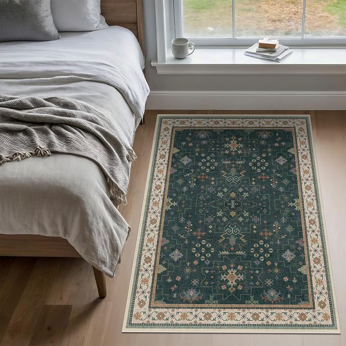 Dark Green Oushak 3x6 Kitchen Rug - Image 6