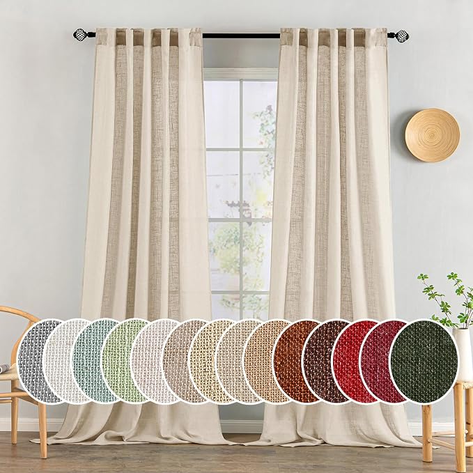 MIULEE Light Taupe Linen Curtains 90 Inch Long 2 Panels by MIULEE
