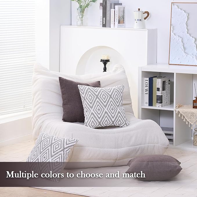 HPUK Decorative Throw Pillow Covers Set of 4 Dark Gray Geometric Design Linen - Image 6