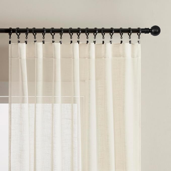 Joydeco Sheer Curtains 72 Inches Long, Linen Curtains Window Privacy Assured - Image 2