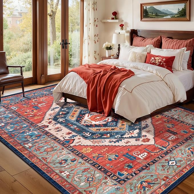 SERISSA 5x8 Area Rugs for Living Room, Large Washable Non-Slip Boho Rug - Image 3