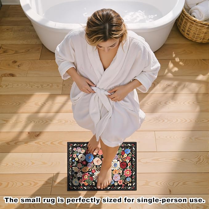 Black/Brown 24x17 Inch Home Decor Entry Rug, Small Door Mat Bath Mats - Image 2