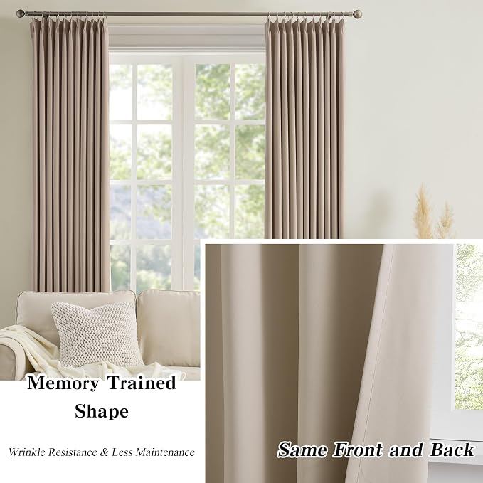 Pinch Pleated Window Curtain Panels 96 Inches Long Light Blocking Solid Ceiling - Image 6
