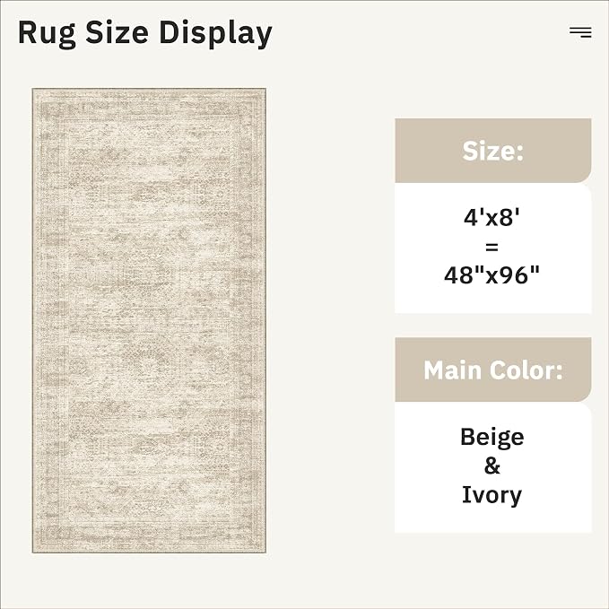 Soalmost Hallway Runner Rug 4x8 Wide: Washable Thin Runners - Image 5