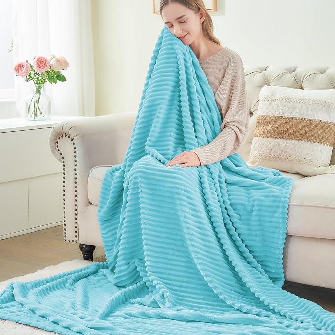 BEDELITE Fleece Throw Blanket for Couch – 3D Ribbed Jacquard Soft and Warm - Image 6