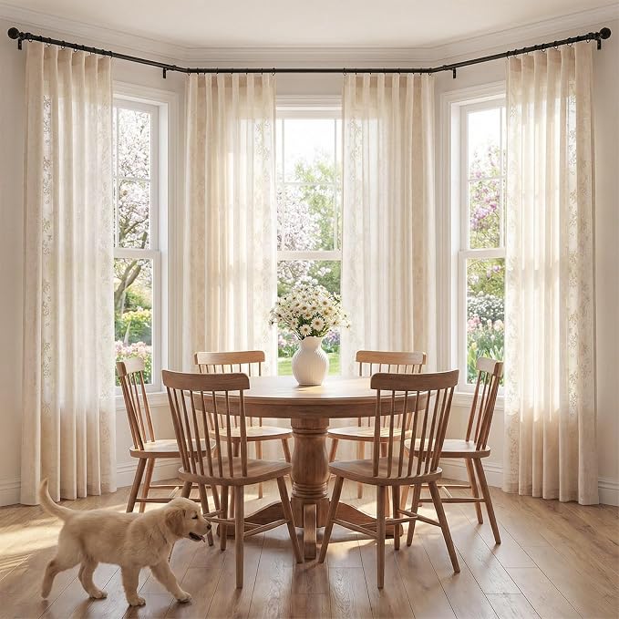 jinchan Evelyn Embroidered Linen Curtains - Image 3