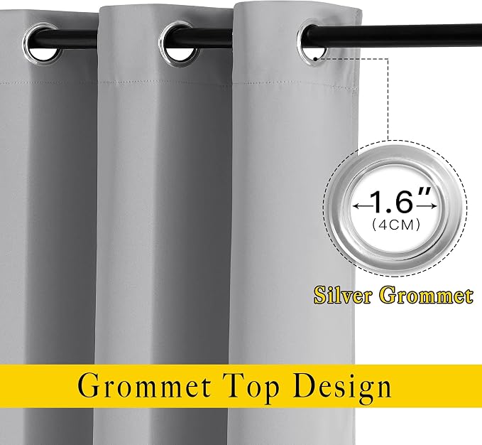 NICETOWN Blackout Silver Grey Living Room Curtains - Image 3