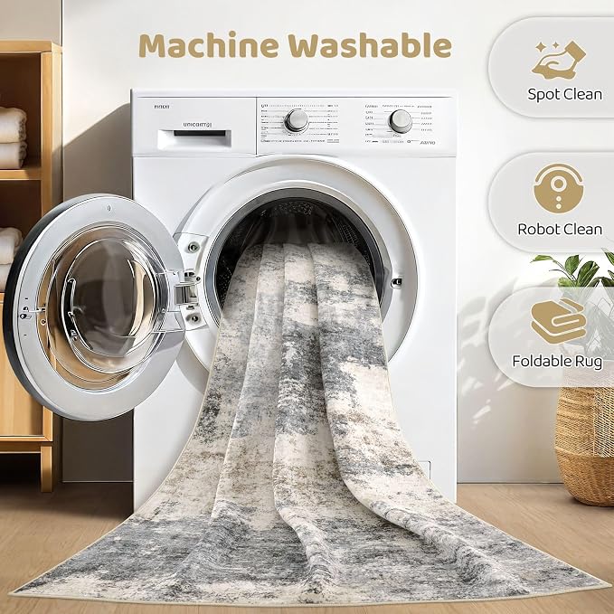 LOONGRUG Runner Rug 2x10 Washable Non-Slip Kitchen Neutral Modern Rug | - Image 2