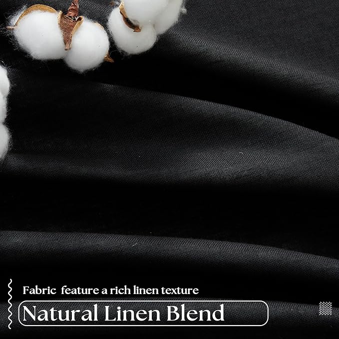 Black Pinch Pleated 100% Blackout Linen Bedroom Curtains 96 Inch Length | - Image 5