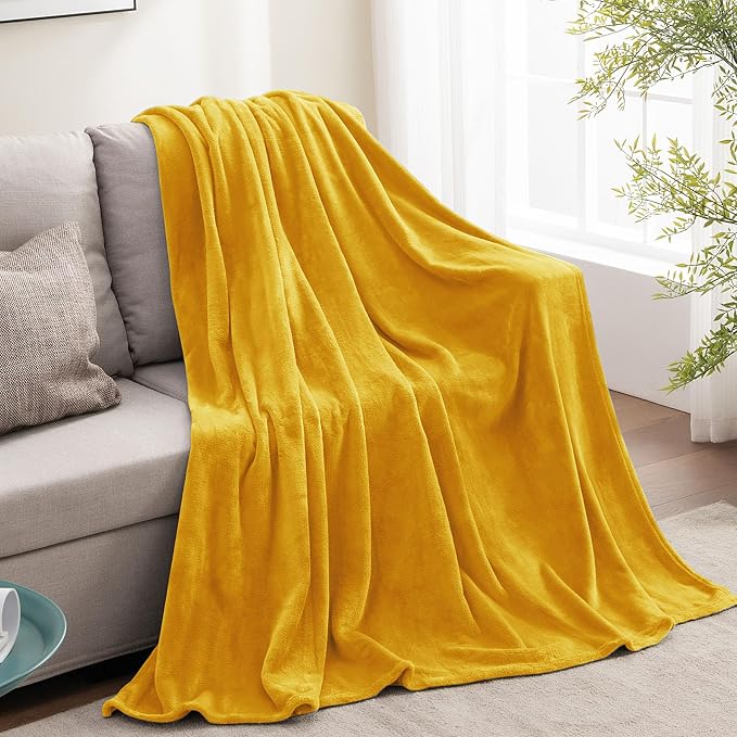 BEDELITE Fleece Blanket Yellow Throw Blanket - Image 9