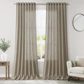 Extra Long Curtain 108 Inches Long 2 Panels Set Back Tab Mocha Linen Drapes by Nanspring