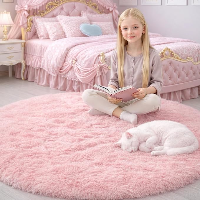 Amdrebio Pink Round Area Rugs 7Ft - Image 5