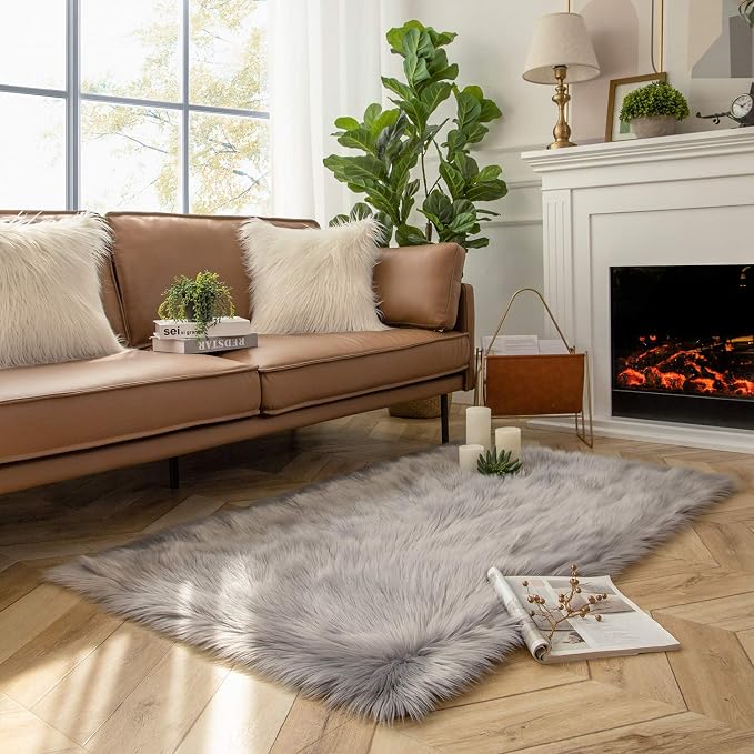 Ashler faux fur rug, Fluffy Shaggy Area Rug Ultra Soft 3 x 5 Feet Rectangle Fur - Image 3