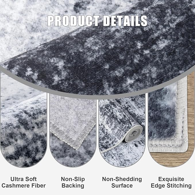 8x10 Area Rug Living Room Rug: Washable Modern Abstract Soft Thin Rug Indoor - Image 7