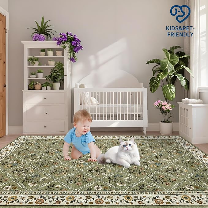 Washable Kitchen Runner 2x6 Non-Slip Floral Carpet Runner - Image 8