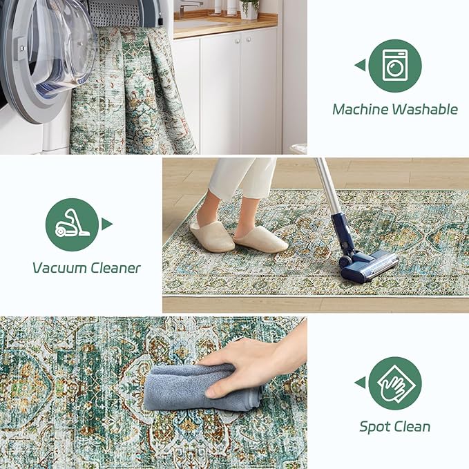 Madane Runner Rug 2'6''x8' Kitchen Runner, Hallway Runner Printed Vintage - Image 4