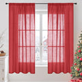 BGment Red Linen Curtains 63 Inches Long by BGment
