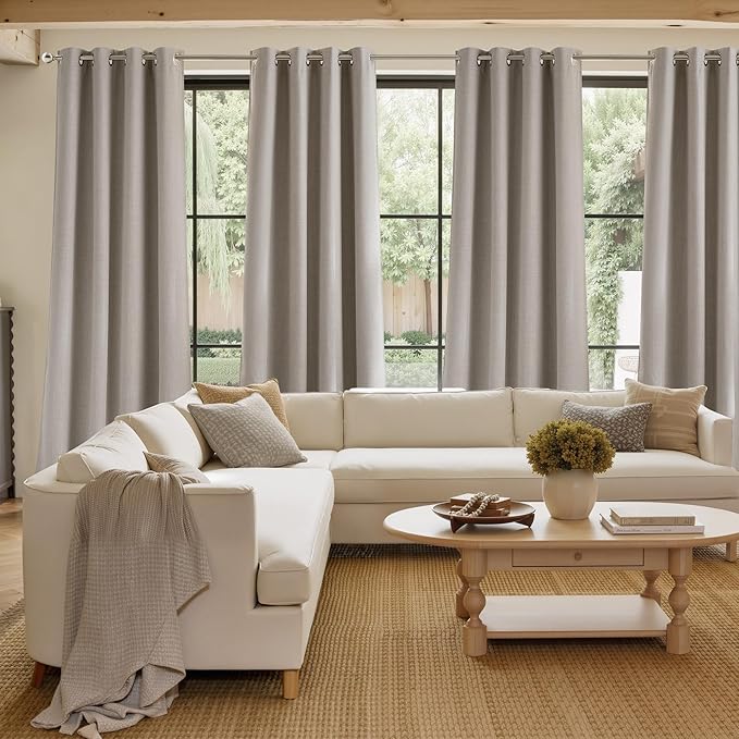 NICETOWN Faux Linen Angora Blackout Curtains 84 inches Long - Image 4
