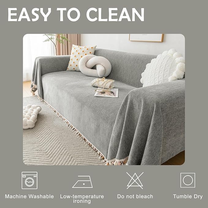 HANDONTIME Couch Slipcovers for Sofas Dark Grey Couch Cover Sofa Cover for Dogs - Image 7