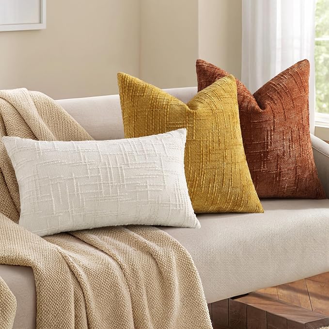 decorUhome Rust Chenille Throw Pillow Covers 18x18 Set of 2 Textured Soft Cozy - Image 7