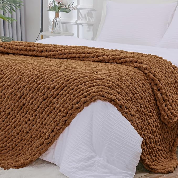 Bigacogo Chunky Knit Throw Blanket by Bigacogo