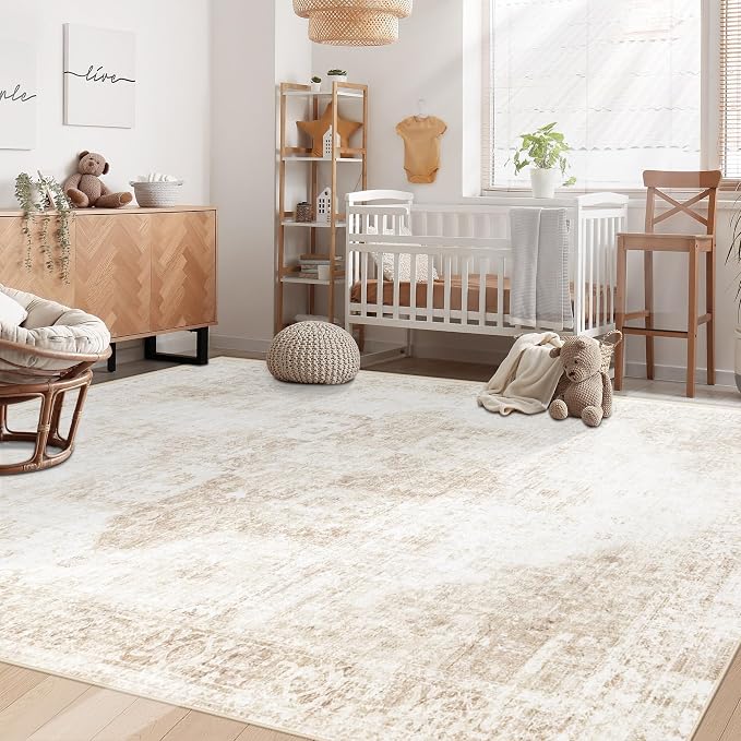 Area Rug 6x9 Washable Rug, Vintage Boho Medallion Rugs Non-Slip Soft Low Pile - Image 3