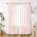OWENIE Furman Extra Long Blush Pink Sheer Curtains 96 inches Long by OWENIE