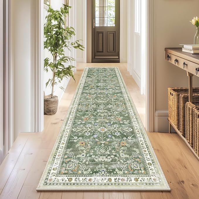 Yamaziot Washable Runner Rug 2x8 – Non Slip Boho Floral Hallway Runner Rug - Image 8