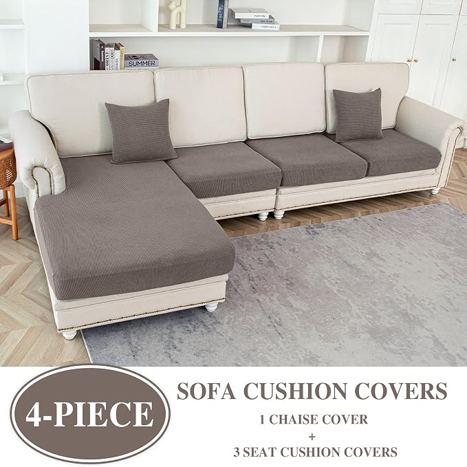 Couch Cushion Covers for Sectional Sofa L Shape Washable Separate Seat Chaise - Image 2