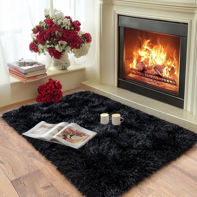 Pionblank Fluffy Small Rug for Bedroom 2x3 Feet, Shag Soft Area Rug, Modern - Image 2