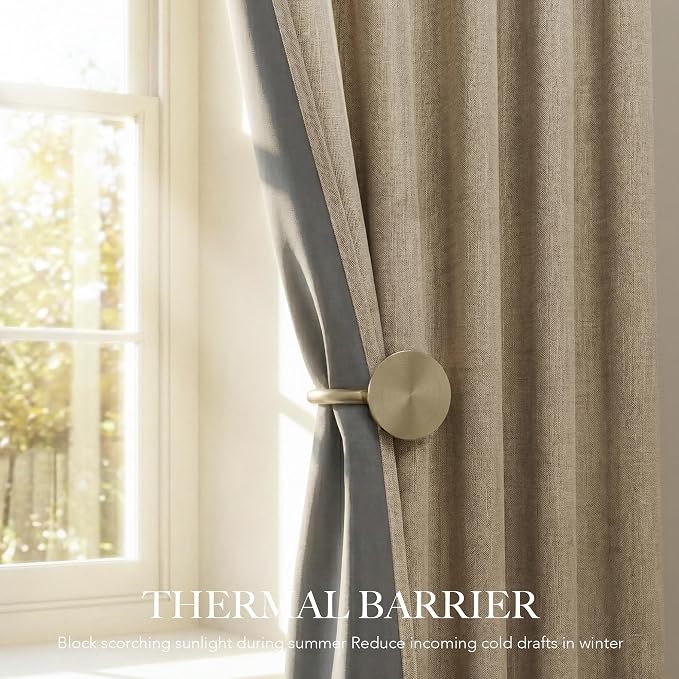 RYB HOME Linen Textured 100% Blackout Curtains - Image 4