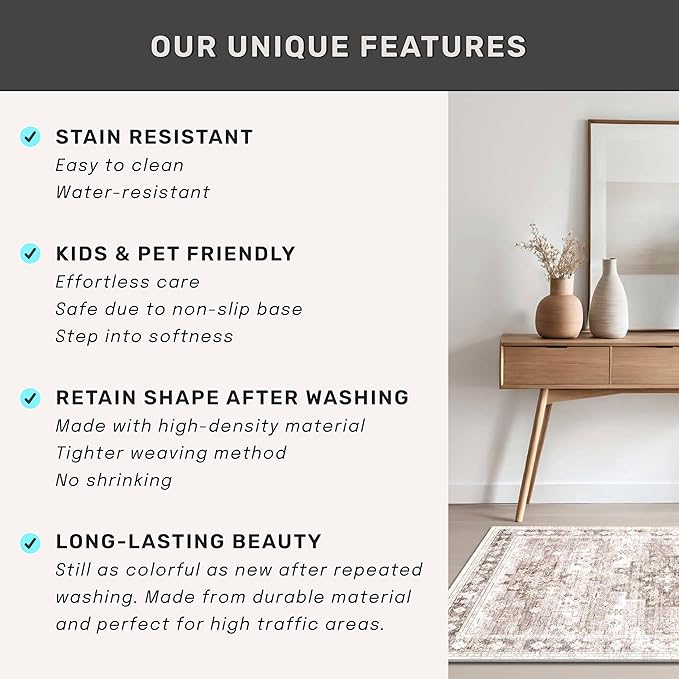 2x4 Boho Runner Rug, Neutral Farmhouse Entryway Rugs, Small Throw Runners - Image 7