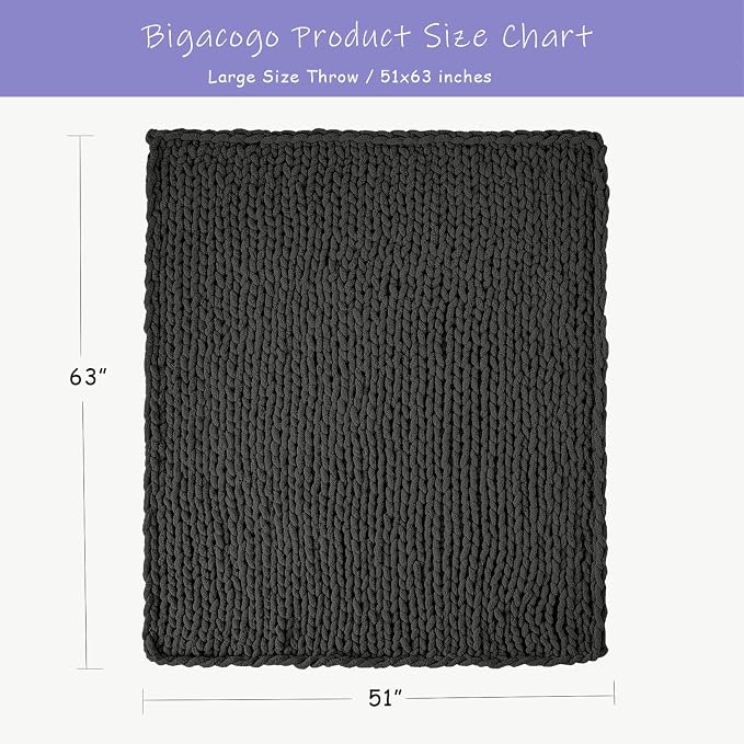 Bigacogo Chunky Knit Throw Blanket - Image 2