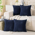 Set of 4 Navy Blue Decorative Throw Pillow Covers 22x22 Inch Corduroy Pillow by Cozoomy