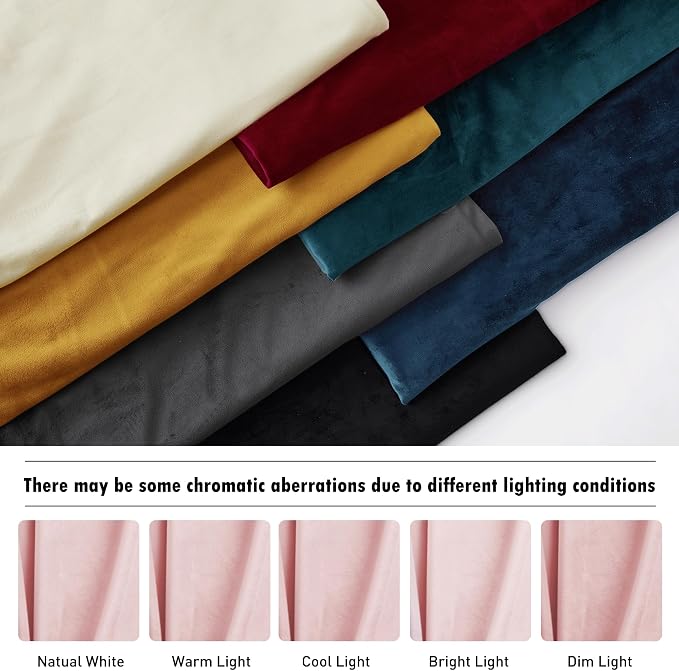 RYB HOME Pink Velvet Curtains 96 inches, Back Tab Soft Fabric Room Darkening - Image 7