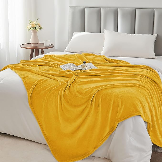 BEDELITE Fleece Blanket Twin Size Yellow Throw Blanket - Image 6
