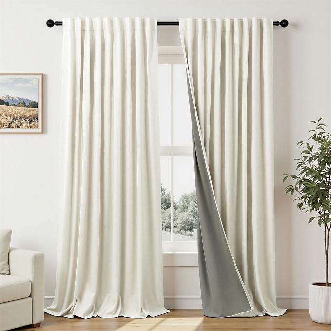 Extra Wide Room Darkening 90 Inch Curtains 2 Panels by Pitalk