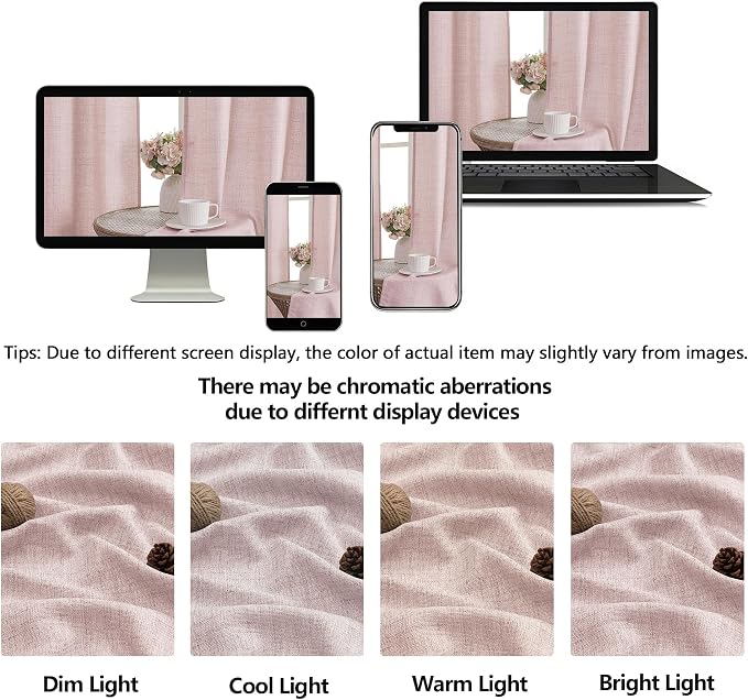 OWENIE Blush Pink Valances for Windows 1 Pcs, Light Filtering Textured - Image 9