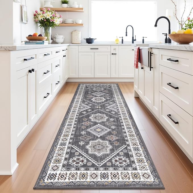HEBE Washable Kitchen Rugs Runner 2'x 5', Non Slip Hallway Runner Rug, Low Pile - Image 9