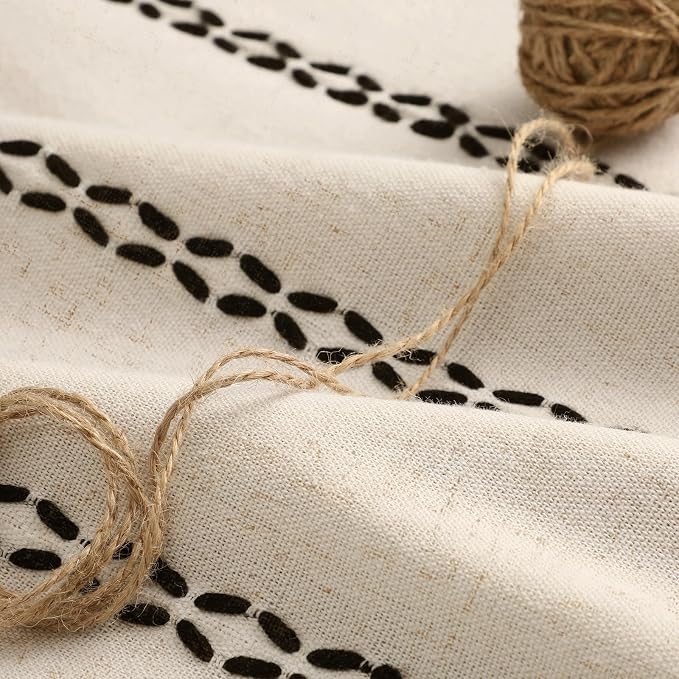 Beige Boho Blackout Curtains 2 Panels 84 Inch - Image 6