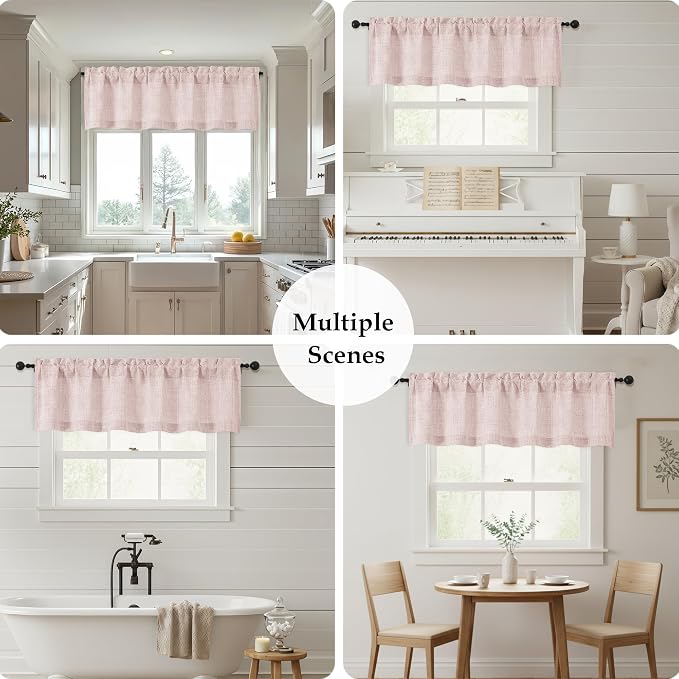 OWENIE Blush Pink Valances for Windows 1 Pcs 22 Inch Length, Light Filtering - Image 7