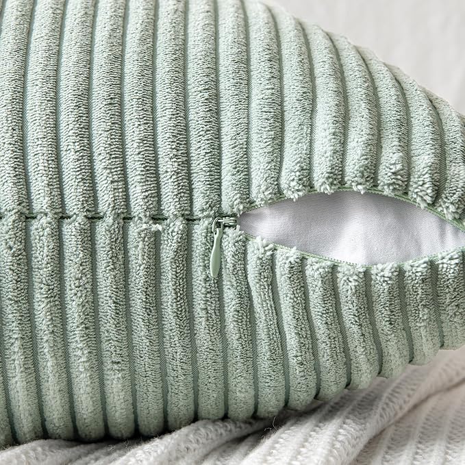 MIULEE Greyish Green Decorative Throw Pillow Covers 20x20 Inch - Image 3