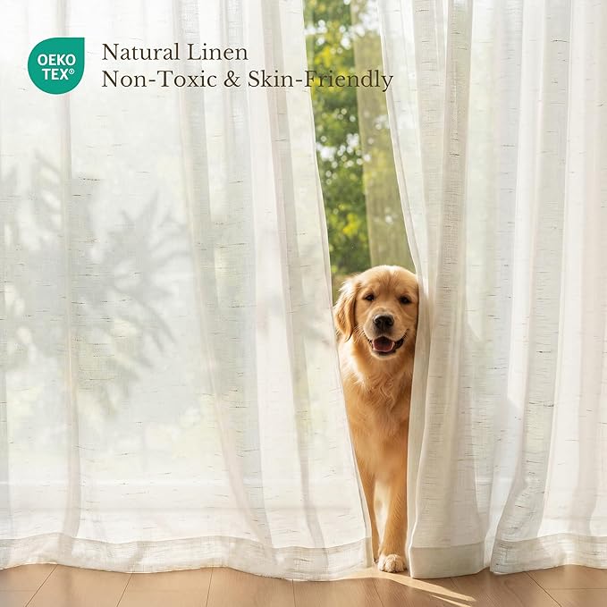 NICETOWN Semi Sheer Linen Curtains 84 inches Long 2 Panels Set - Image 7