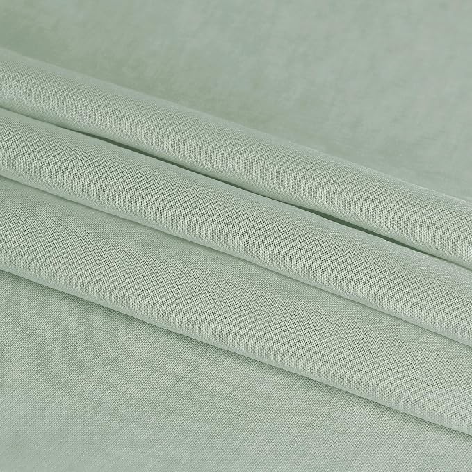 DWCN Bean Green Sheer Curtains Semi Transparent Voile Rod Pocket Curtains - Image 6