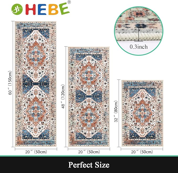 HEBE Boho Kitchen Rug Sets 3 Piece - Image 2
