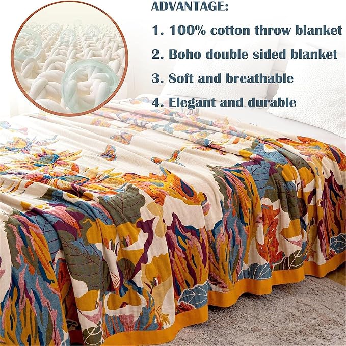 MSGKV 100% Cotton Throw Blanket - Image 5