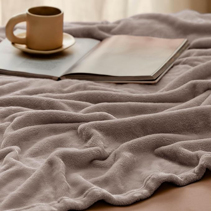 Bedsure GentleSoft Fleece Bed Blankets Queen Size Mocha Brown - Image 5