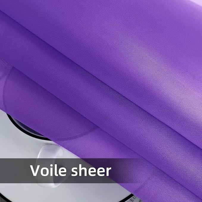 youleyar Solid Sheer Rod Pocket Curtain Voile Draperies 2 Panels White Beige - Image 6